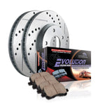 Power Stop K137 Front Ceramic Brake Pad and Cross Drilled/Slotted Combo Rotor One-Click Brake Kit